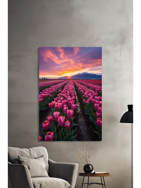 Obraz na stenu - Tulipánové pole - západ slnka