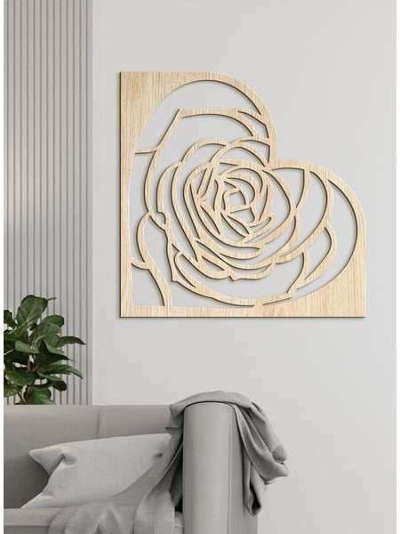 Drevená dekorácia na stenu ROSE