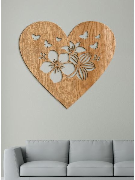 Drevený obraz Srdce plné motýľov