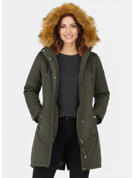 Zateplená dámska zimná bunda khaki