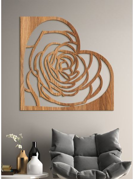 Drevená dekorácia na stenu ROSE