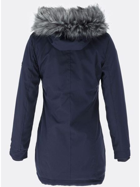 Dámská zimní bunda s asymetrickým zapínáním tmavě modrá