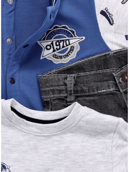 Dětská džínová souprava modro šedá