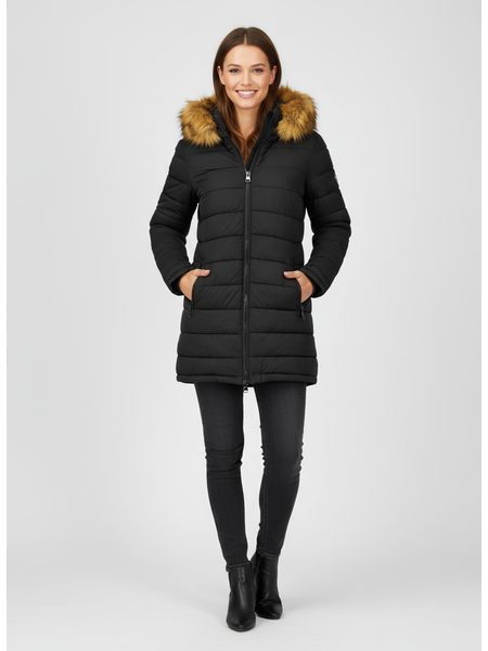 Dámska obojstranná zimná bunda khaki-čierna