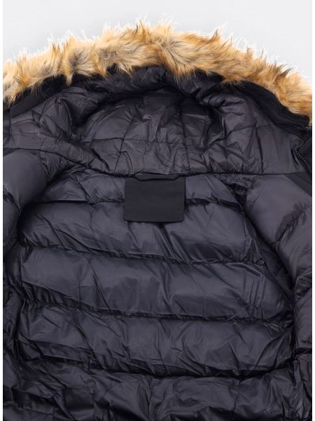 Pánska zimná bunda s kožušinou čierna