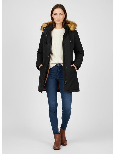 Dámska obojstranná zimná bunda čierno-hnedá