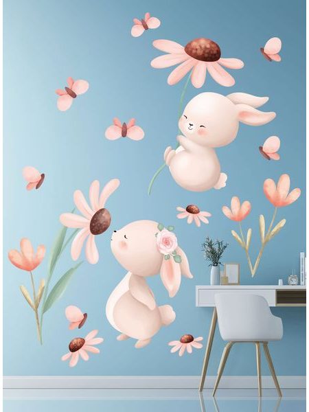 Zajíčci s květinami