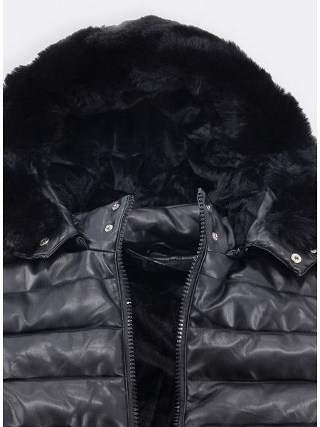 Pánska koženková zimná bunda čierna