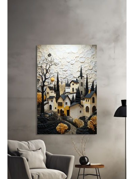 Obraz na stenu bielo-žltá krajina