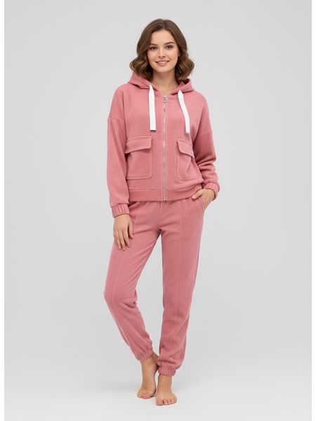 Dámska rebrovaná tepláková súprava ružová