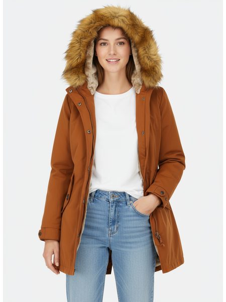 Zateplená dámská zimní bunda cihlová