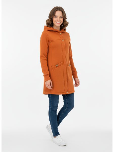 Tehlová predĺžená dámska mikina