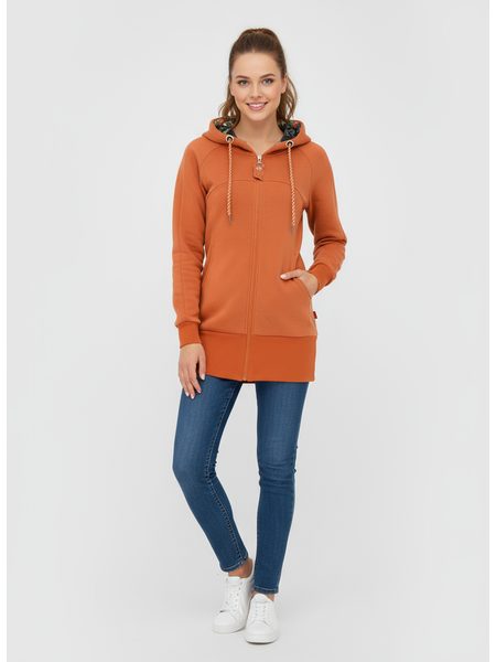 Cihlová mikina s květinovou kapucí