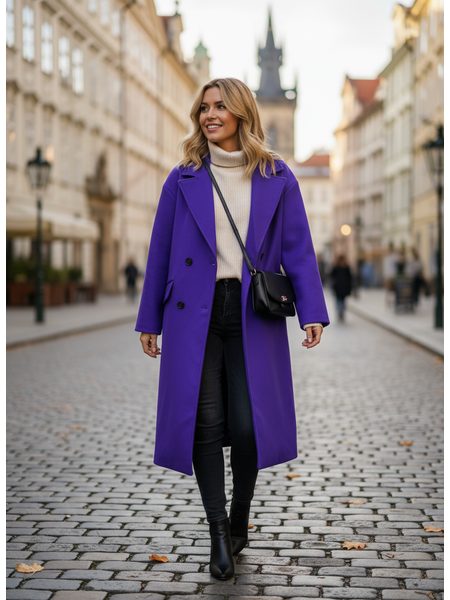 Dámský oversize kabát fialový