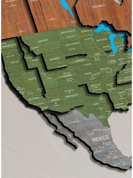 3D mapa sveta dekor dreva