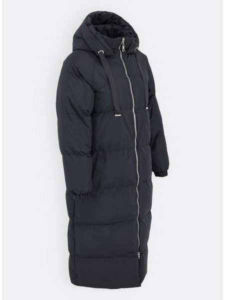 Dámská dlouhá zimní bunda s kapucí černá