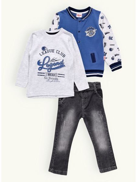 Dětská džínová souprava modro šedá