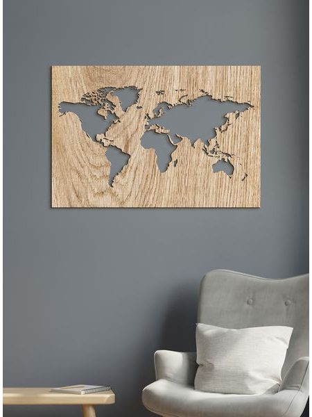 Dřevěné nástěnné umění Mapa světa