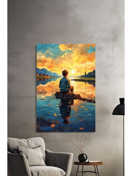 Obraz na stenu - Chlapec sledujúci západ slnka