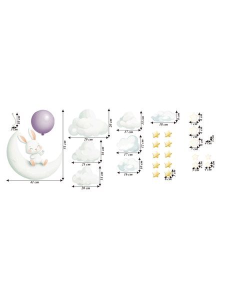 Zajačik s balónikom sediaci na mesiačiku