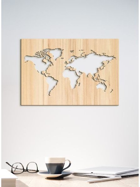 Dřevěné nástěnné umění Mapa světa