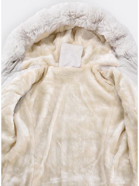 Dámska prešívaná zimná bunda s opaskom biela