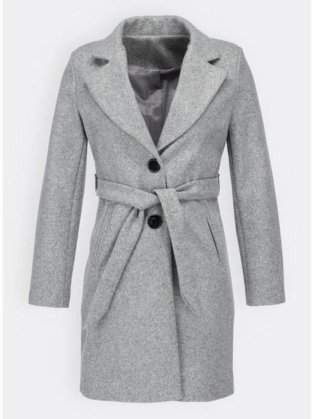 Dámsky kabát s opaskom sivý