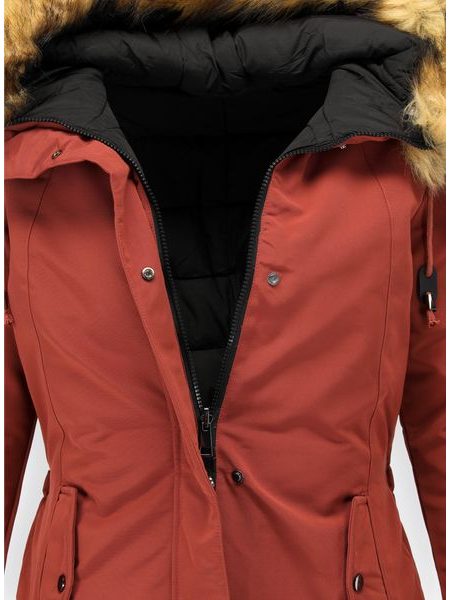 Dámska obojstranná zimná bunda škoricovo-čierna