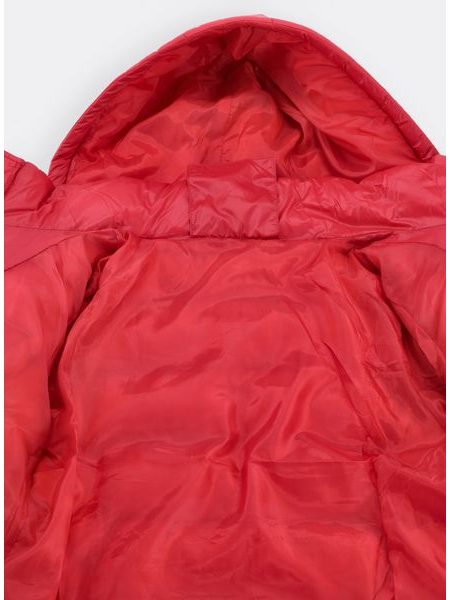 Dámska prešívaná bunda s kapucňou červená