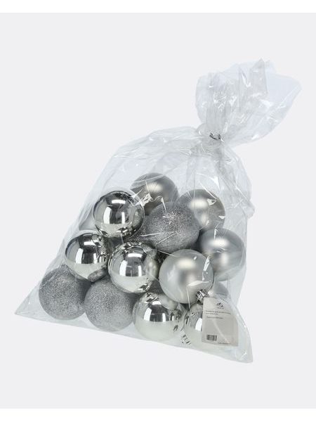 Lesklé stříbrné vánoční koule v sáčku