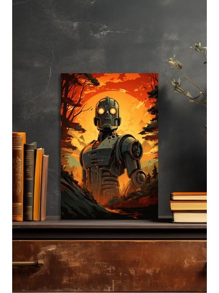 Dekoratívny obraz na stenu robot na planéte