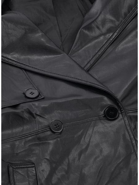 Dámská koženková bunda s páskem černá