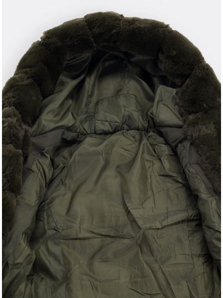 Dámska prešívaná bunda s opaskom khaki