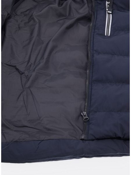 Pánská prošívaná bunda s kapucí tmavě modrá