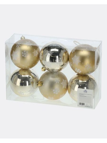 Zlaté vianočné gule s vločkami