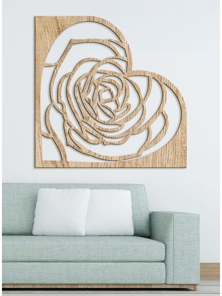 Drevená dekorácia na stenu ROSE