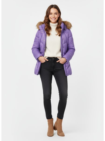 Dámská krátká prošívaná bunda fialová
