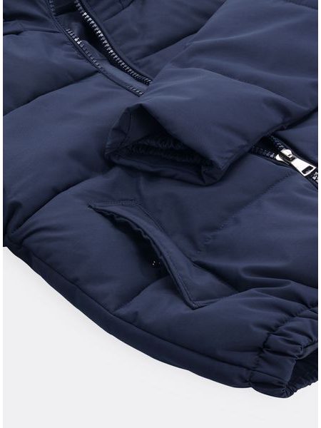 Dámská krátká zimní bunda tmavě modrá