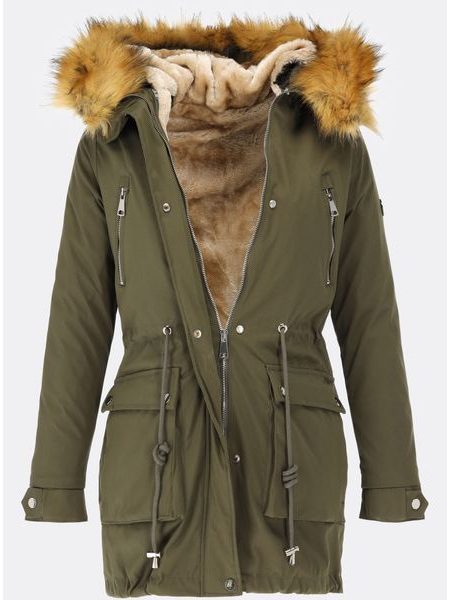 Parka s odepínatelným futrem khaki