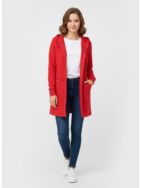 Červená predĺžená dámska mikina