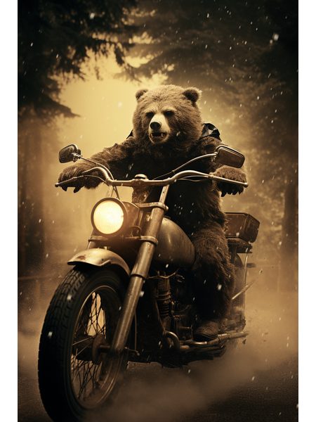 Medveď na motorke
