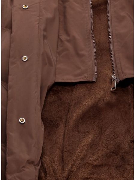 Dámska prešívaná vesta s kapucňou hnedá