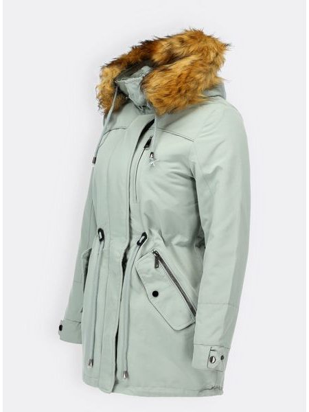 Dámská zimní bunda s kapucí světle zelená