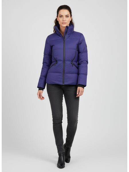 Dámska zimná bunda bez kapucne modrá