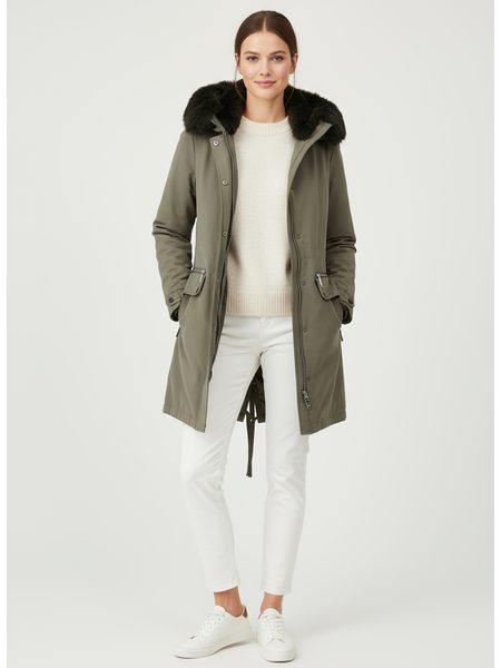 Dámska zimná bunda s kapucňou khaki