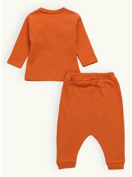 Dojčenské rebrované pyžamo tehlové