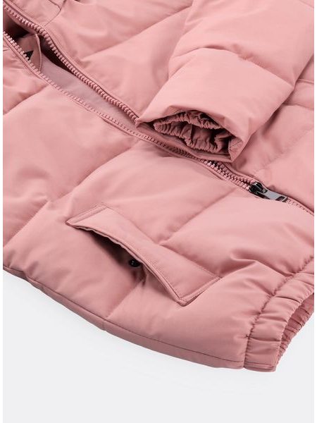 Dámská krátká zimní bunda pudrová