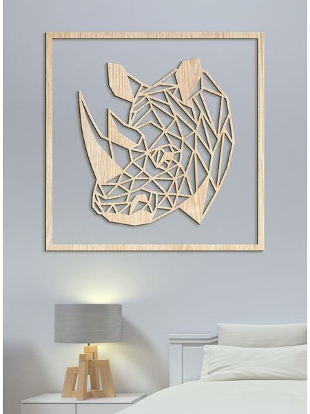 Drevený obraz Nosorožec