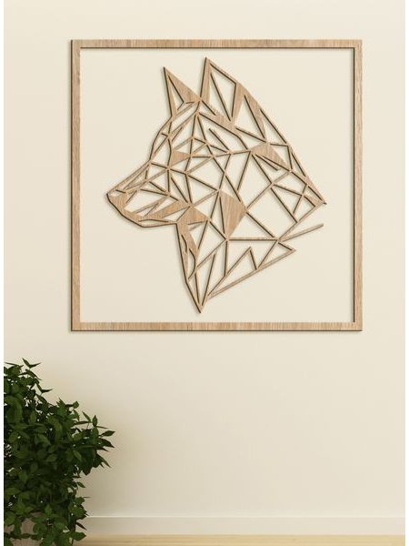 Drevený obraz Silueta vlka