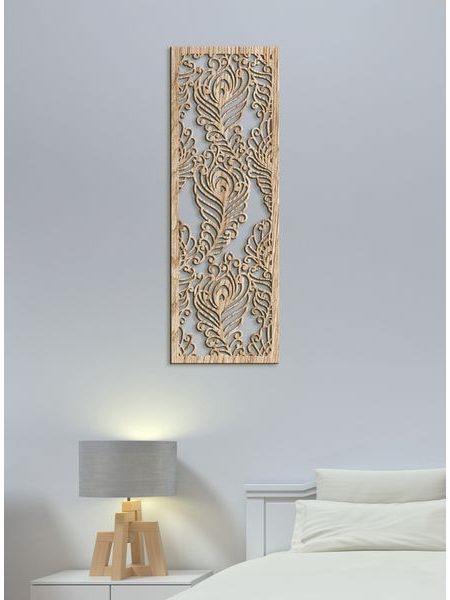 Luxusná drevená mandala Pávie perá